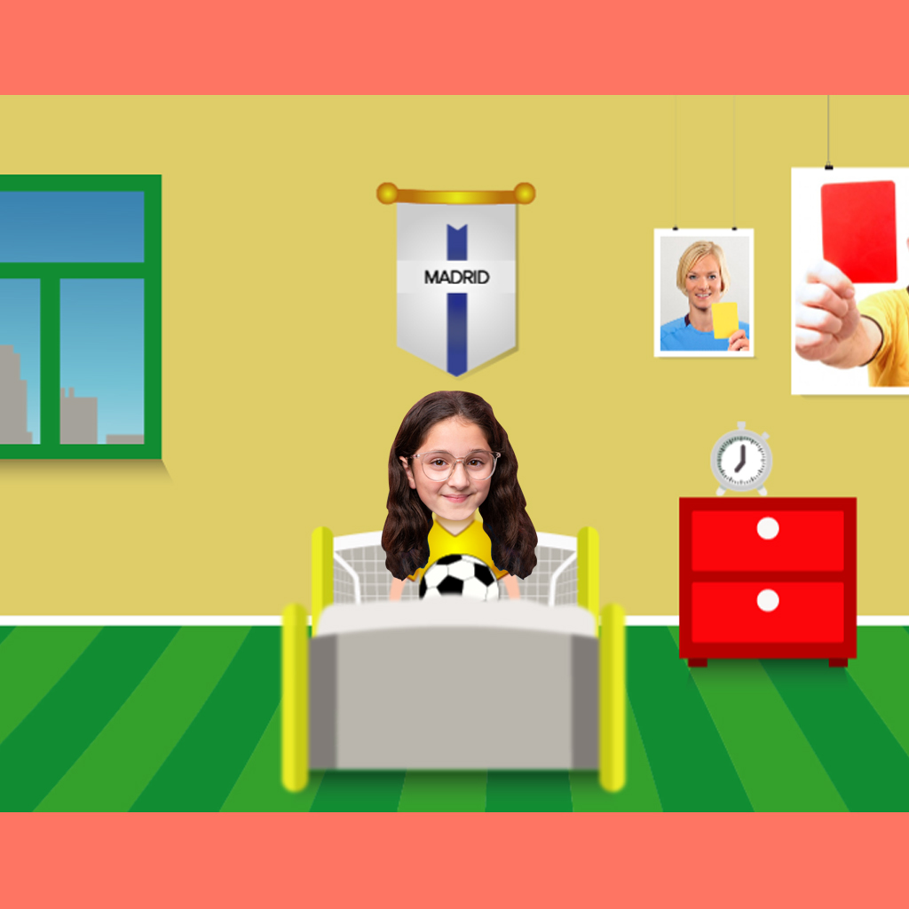Escena del cuento Futbolitis niña entrenando en la academia de fútbol