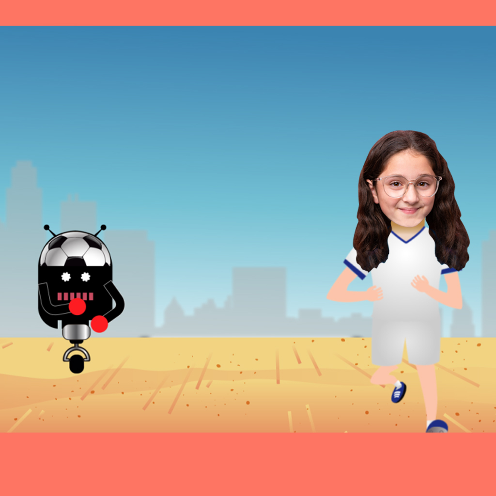 Niña goleadora animada en su cuento personalizado Futbolitis
